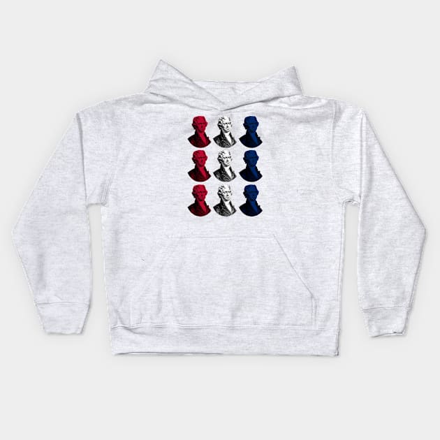 President Thomas Jefferson - Red, White, and Blue Kids Hoodie by warishellstore